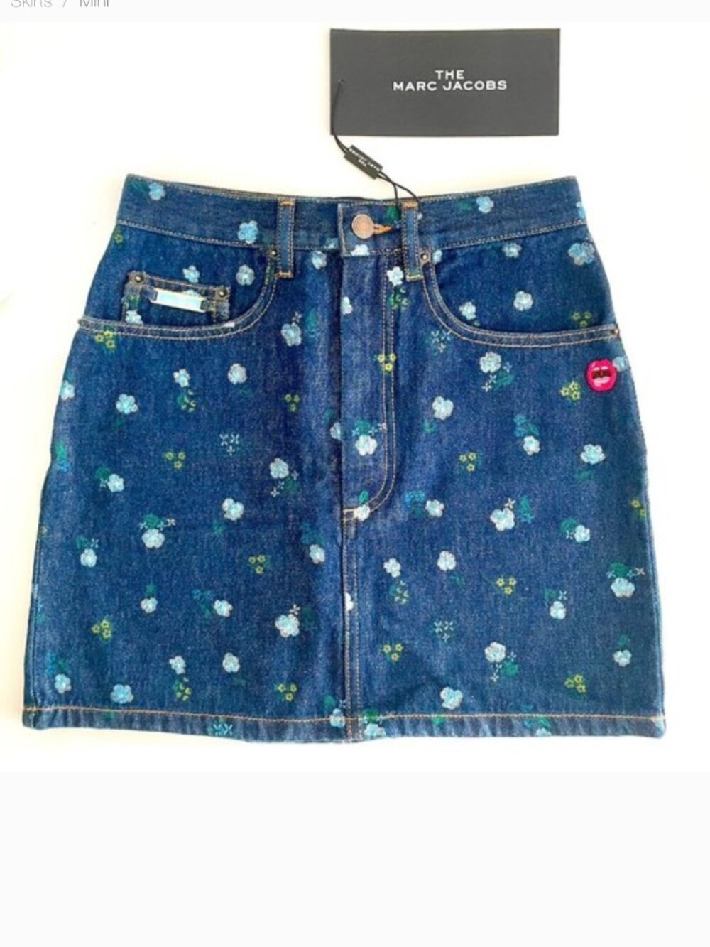 MARC JACOBS Floral Denim Skirt Size IT26/XS Made in Italy